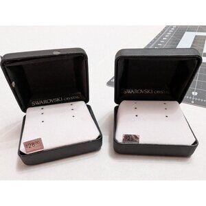 Swarovski earring box lot of 2 black single earring set close top black vtg